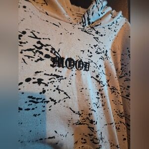 "Mood" Black and White Splatter Hoodie
